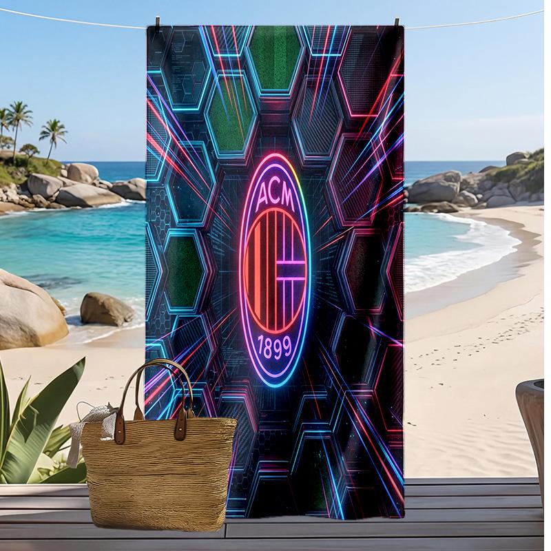 AC Milan Printed Beach Towel Quick Dry Soft TowelPortable Large Rectangular Beach Blanket for Travel Swimming Pool
