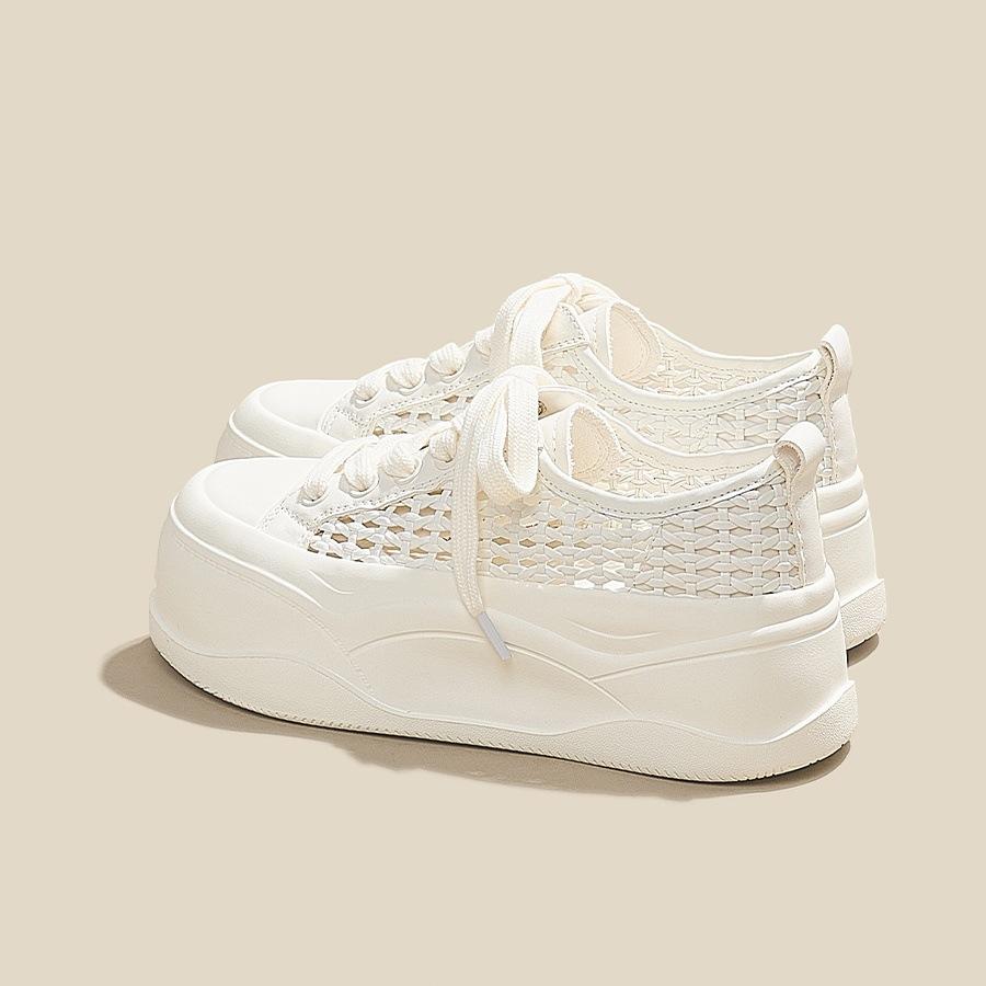 Ultra-light and breathable~ 7cm inner height-increasing hole shoes mesh white shoes women's 2025 new summer popular muffin board shoes