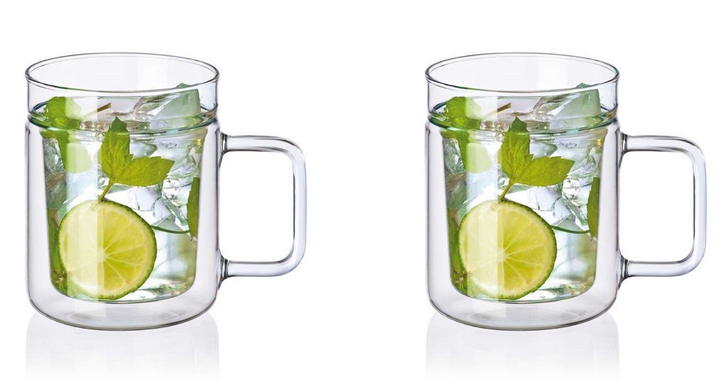 Czech made glass SIMAX double wall mug set of 2 heat-resistant