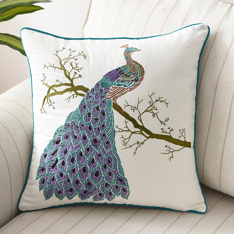 Butterfly Cushion Cover 45x45cm Floral Country Style Pillow Cover Cotton Embroidery Suqare Home decoration for Living Room
