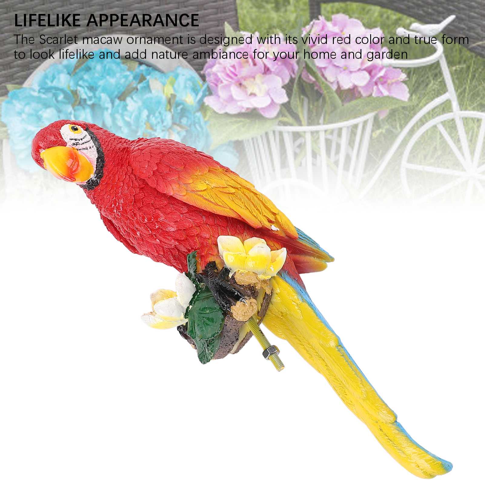 

Parrot Decor Statue Figurine Scarlet Macaw Sculpture Birds Garden Courtyard Decoration