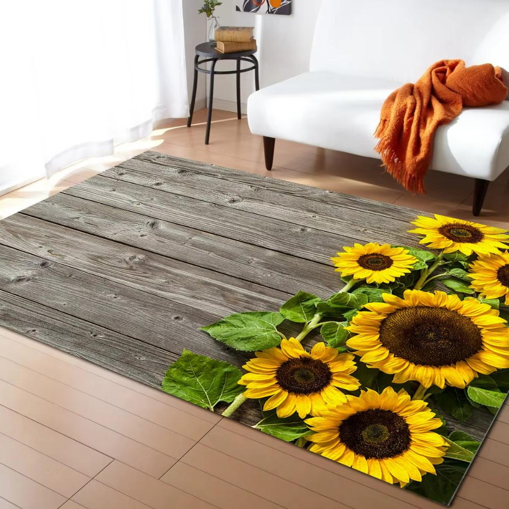 Positive Summer Spring Sunflower Field Carpets for Living Room Decor Hallway Balcony Floor Mats Leisure Sofa Coffee Table Mat