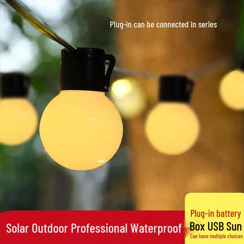 Solar LED Outdoor Camping Lantern String Lights - G50 Round Bulbs, Decorative Tent & Canopy Lights