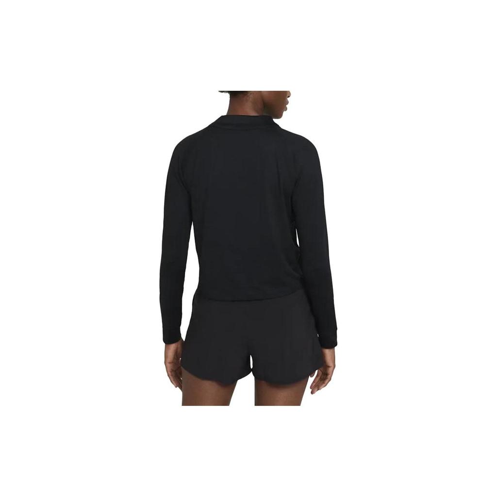 Nike Victory Solid Color Stand Collar Half Zip Quick Dry Long Sleeve T-Shirt Women Tops Black CV4698-010
