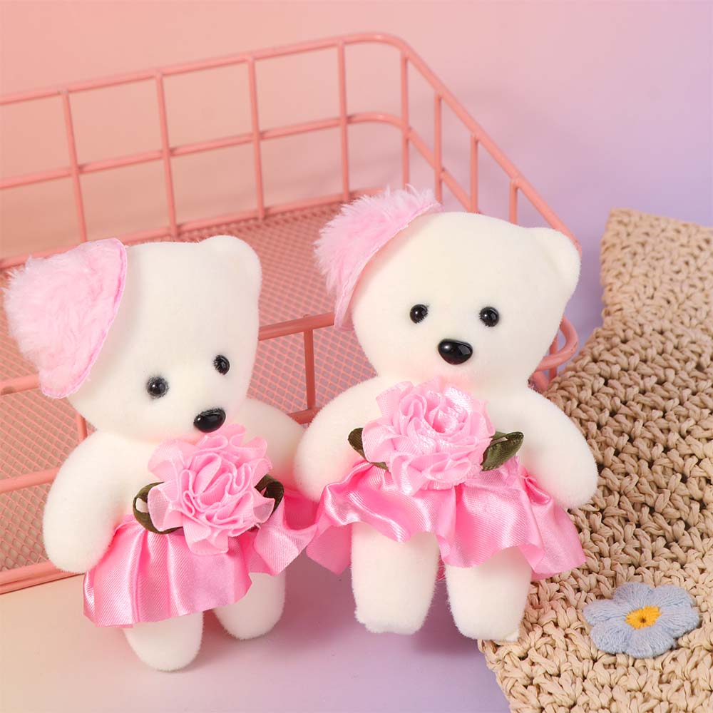 10pcs/set Plush Animal Mini Bear Flower Bouquet Plush Doll Cartoon Bouquet Doll  Girl Birthday Gift
