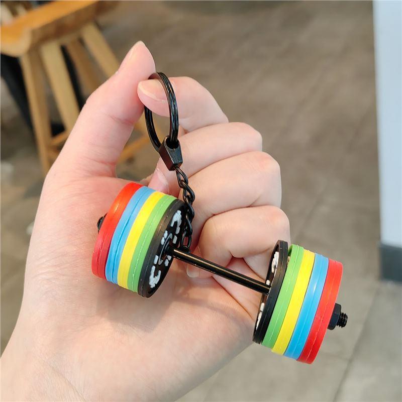 2025 New Barbell Keychain Silicone Dumbbell Keychain Gym Gifts For Gym Lovers Fitness Trainer Gift Backpack Car Key Pendant