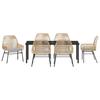 Garden Dining Set with Cushions 7 pcs Brown Poly Rattan