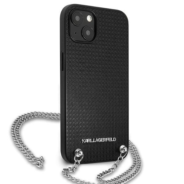Karl Lagerfeld Klhcp13Mpmk Iphone 13 / 14 / 15 6,1 Hardcase Czarny/Black Leather Textured And Chain