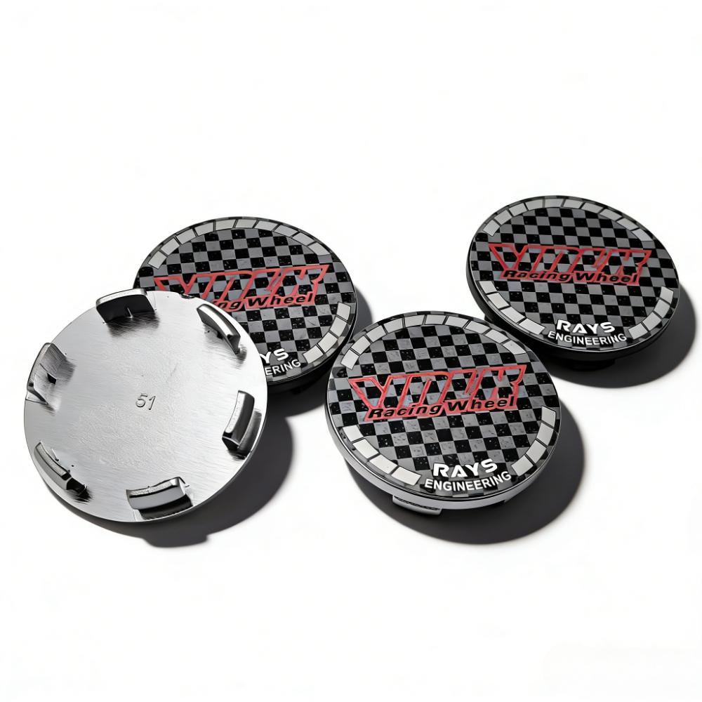 4pcs VLOK Racing Logo Emblem Car Wheel Center Caps 51MM Clips 46MM Wheels Hub Cap Rays Badge Rim Hubcaps Dust Cover Accessories
