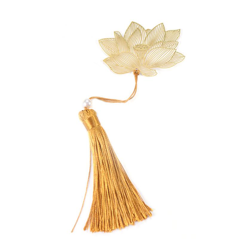 Exquisite Hollow Metal Bookmark with Pendant – Brass Creative Gift for Students