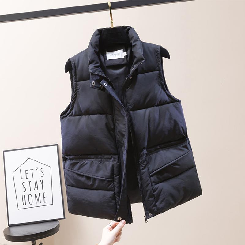 Women's Autumn and Winter Warm Vest Puffy Loose Warm Jacket Plus Size Women's Warm Tops Cotton Vest with Lining