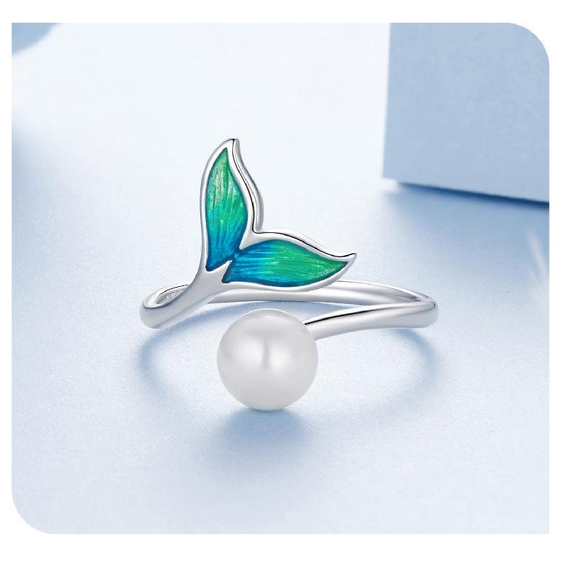 Summer Little Fresh Turtle Ring Earrings Jewelry Set 925 Sterling Silver Starfish Bead Ring Jewelry