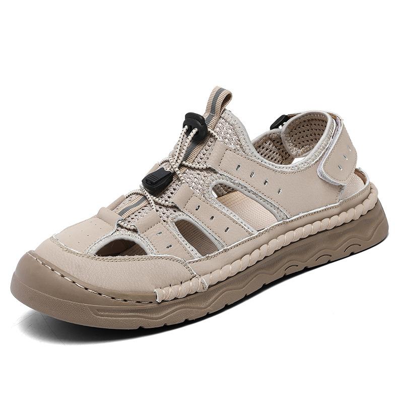 Sandals Men's Large Size Shoes Summer + Mesh, Stitched Shoes Men's Casual Breathable Men's Shoes