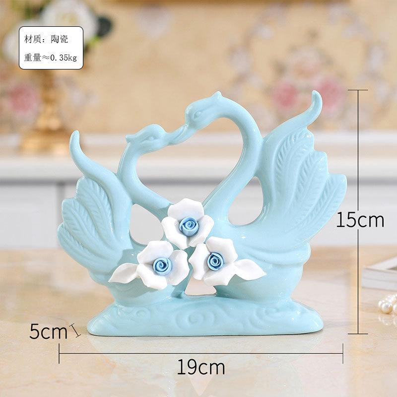 Ceramic Swan Figurine, Elegant Wedding Gift for Bride Bridesmaid, Handmade Home Decor Ornament, Anniversary Present