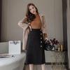 Black A-line Woolen Skirt: Hip-Hugging Design for Pear-shaped Figures, Thick Material for Autumn/Winter 2025, Mid-length.