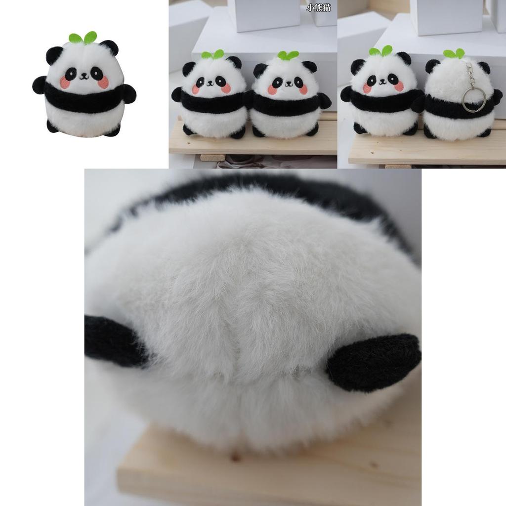 Charming Fluffy Panda Keyring Cute Animal Plush Doll With Pp Cotton Filling