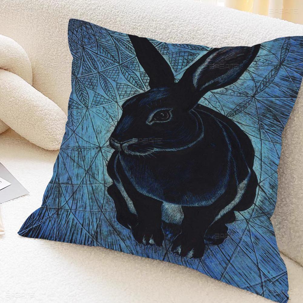 Kanin konstkudde present hemmakontor dekoration sovrum soffa bil kuddfodral fodral 45x45