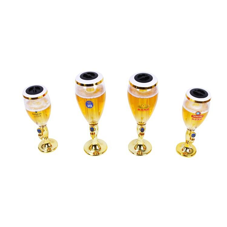 1.5 L Plastic Tabletop Wine Beer Tower Beverage Juice Dispenser with LED Colorful Shinning Lights Golden and Silver MJ