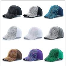Neue Mode Damen Diamant-Inlay Kappe Frühling Sommer Hip Hop Kpop Tanz Baseballkappen Einfach Unifarben Party Straßenhut