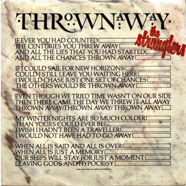 7inch Record STRANGLERS - Thrown Away BP383 LIBERTY 1981 UK Rock Used