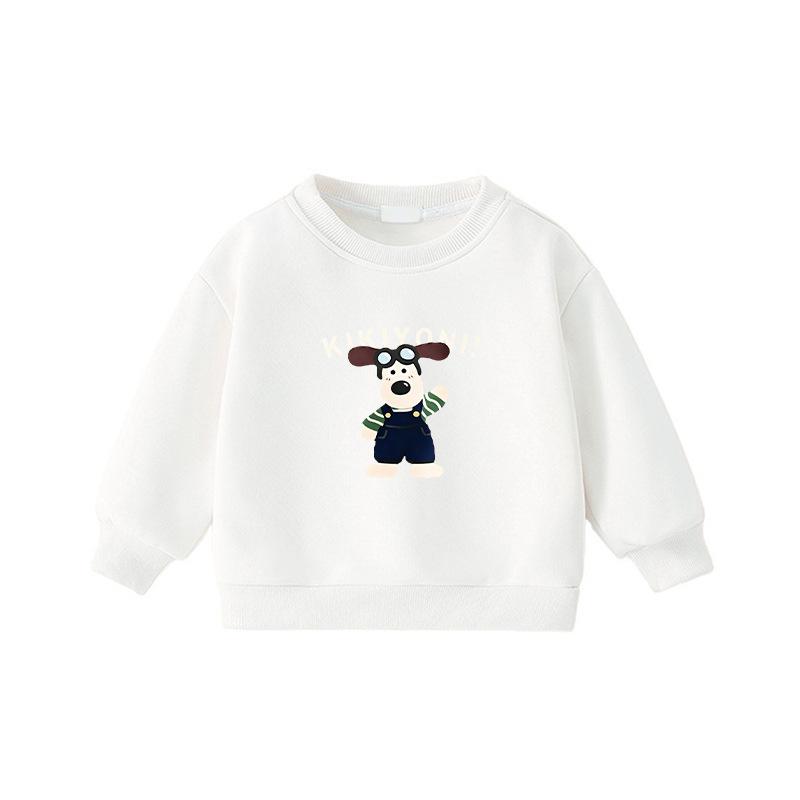 Popular Korean-Style Kids' Round Neck Long Sleeve Velvet-Lined Loose Hoodie