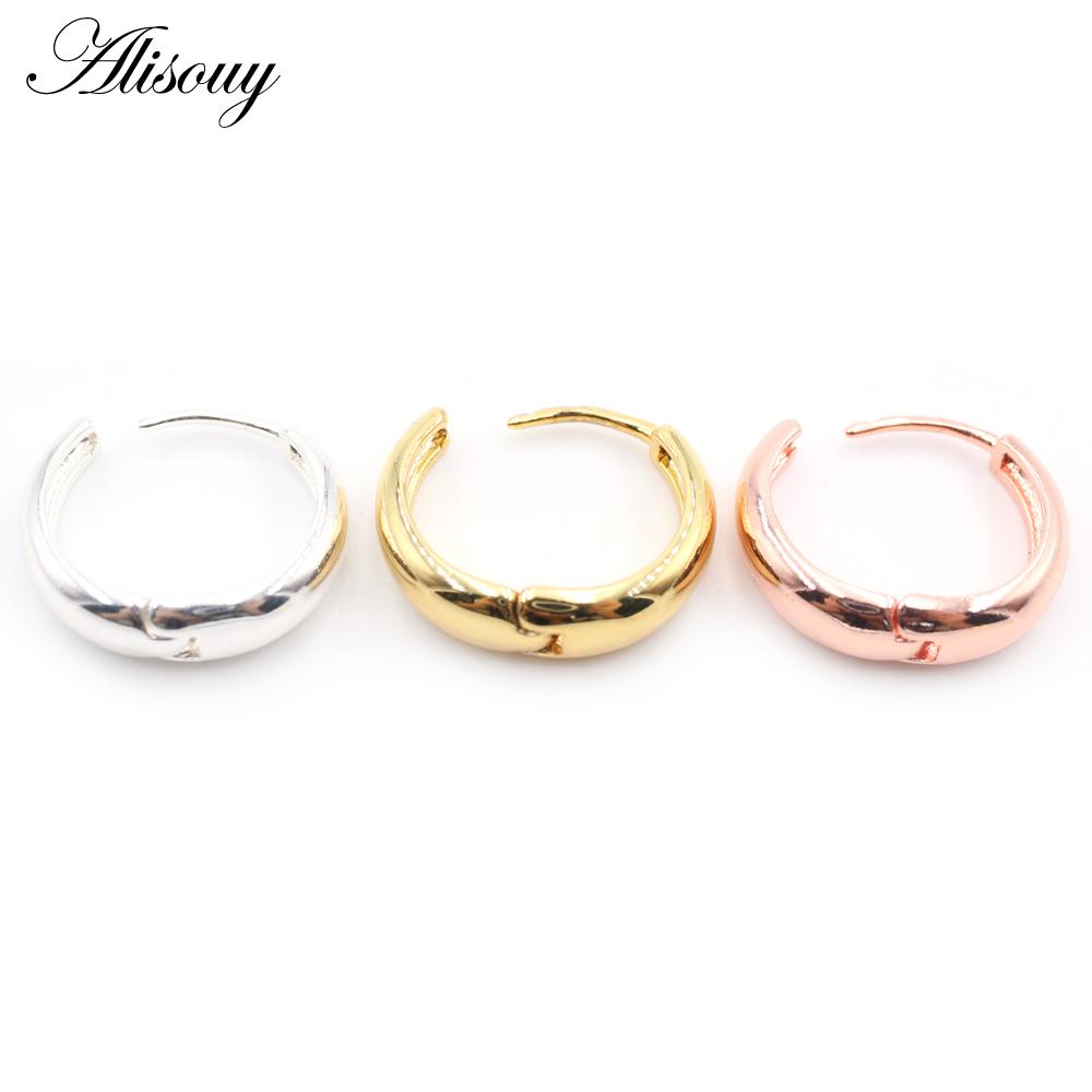 Alisouy 2pcs Copper Alloy Cute Curve Polishing Small Circle Round Hoop Earrings For Women Men Ear Cuff Brincos Hinged Jewelry
