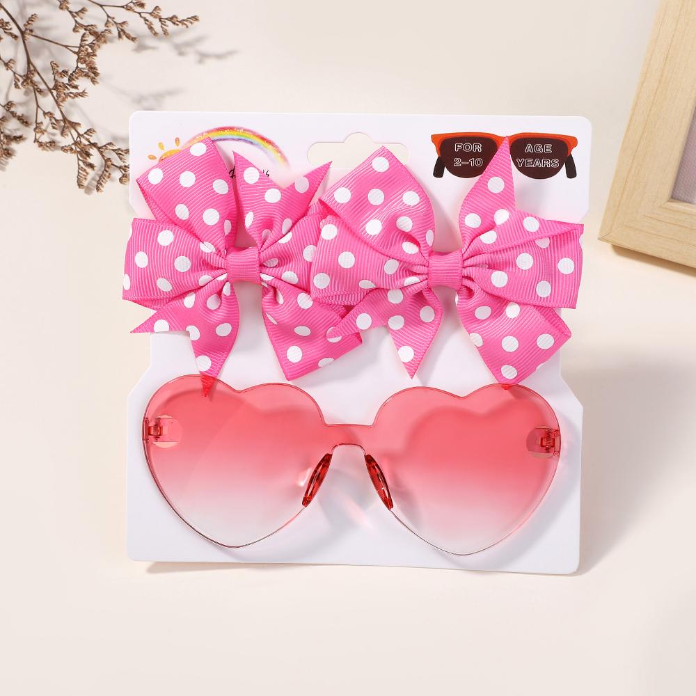 3Pcs/lot headwear sunglasses set lovely polka dot hair clips for girls hair bangs side clip casual travel peaches sunglasses