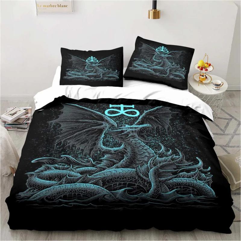 3D Anime Bedding Set Evil-Satan Demon Skull Printed Duvet Cover Set With Pillowcase Bedspread Boy Teens Adult Queen King Size