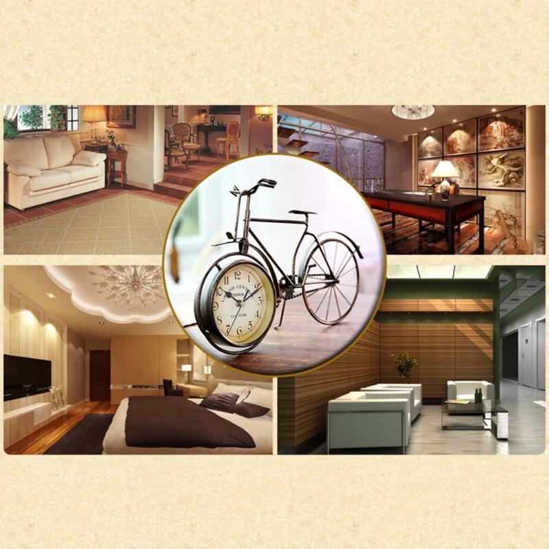 Antique Bicycle Alarm Clock Arabi Numeral Desk Clock Vintage Table Clock Home Office Bedroom Dormitory Decoration