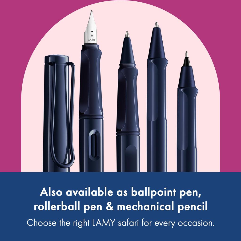 LAMY Safari Dark Dusk Medium Size Fountain Pen with Ergonomic Grip and Polished Steel Nib Perfect for All Writing and Calligraphy Includes LAMY T10