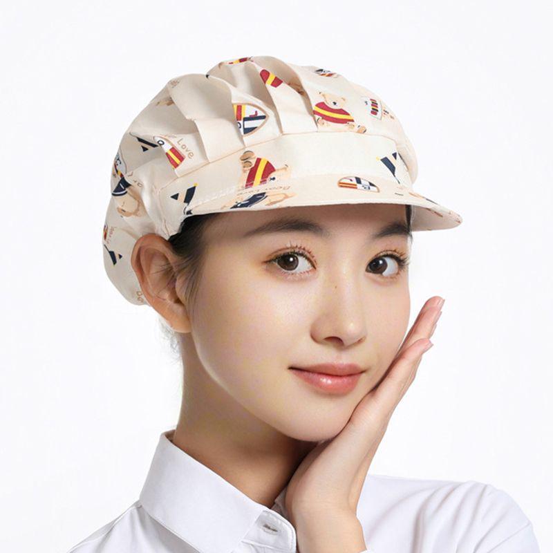 Korean Oil-Proof Chef Hat for Women - Hair Covering Kitchen Cap for Cooking and Catering