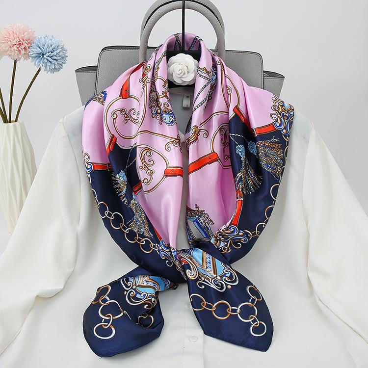 Cashew Flower Satin Square Scarf, Summer Silk Scarf, Thin Shawl, Amazon Foreign Trade Headscarf, Scarf