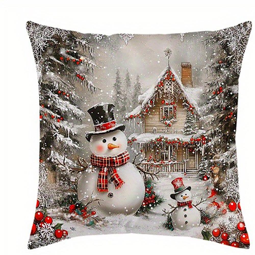 Christmas Snowman Pattern Pillowcases: Festive Winter Home Decor Sofa room cushion cover home decoration new year gift