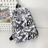 Graffiti Print Backpack Junior High School Student Lightweight Schoolbag Men and Women Large Capacity Backpack
