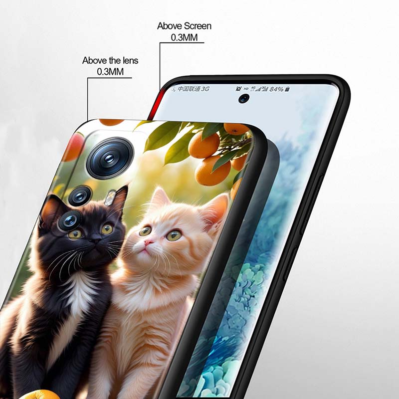 Cute cartoon cat illustration For Xiaomi Mi 15 14 13 13T 12 12T 12S 11 11i 11T Pro Ultra Lite 5G Black Soft Phone Case