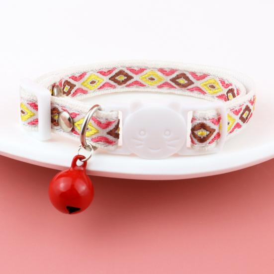 Yousheng Pet Necklace Colorful Grids Pattern Anti-suffocation Fine Workmanship Breakaway Pet Cats Collars with Bell for Valentines Day