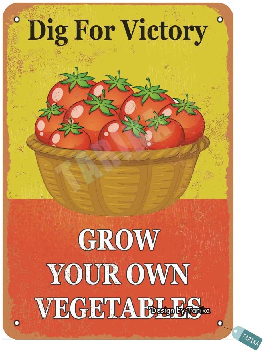 

Garden Dig for Victory Grow Your Own Vegetables Tomatoes Metal Vintage Tin Sign Wall Decoration es for House Room Cafe Bars R 20x30cm（7.8x11.8inch）