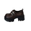 Retro loafer single shoes women's spring and autumn new thick-soled thick high-heeled small Mary Jane small leather shoes