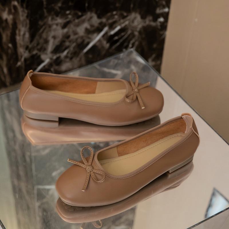 Bow Silver Flat Shoes Women's Gentle Evening Spring Summer Ladyshoes Candy Shoes Ballet Shoes