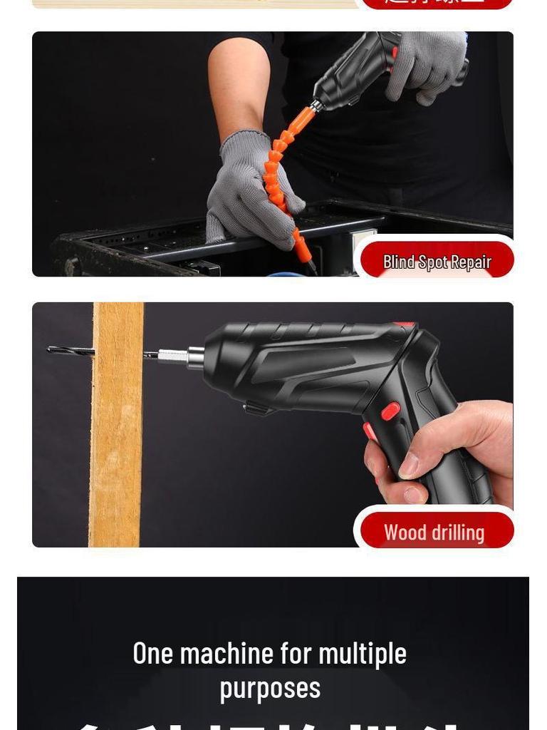 Rechargeable Multifunctional Handheld Electric Screwdriver with Impact Drill and Lithium Battery