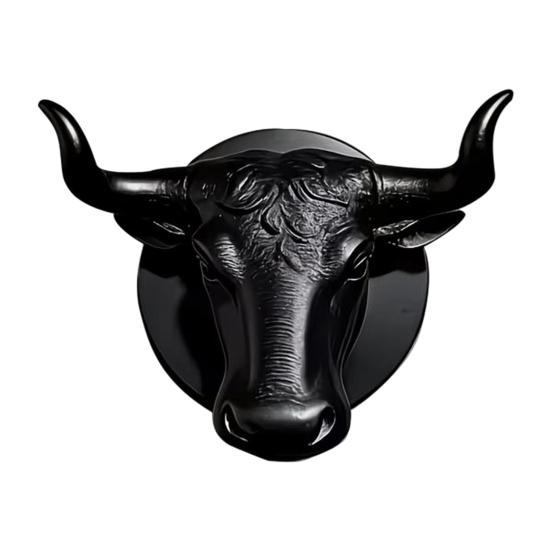 Unique Gift for Men Bull Head Hat Rack, Lightweight Wall-Mount Key Holder, Decorative Coat Heavy Duty PLA Wall Mount Hook, Retro Animal Hanger