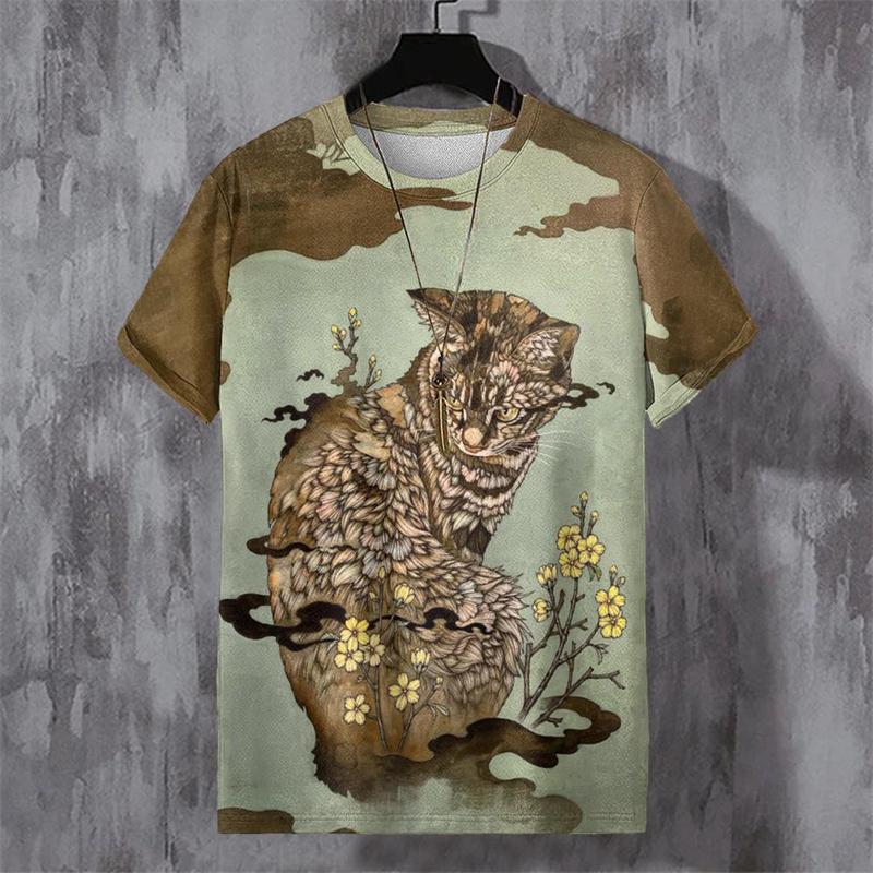 XXS-6XL Plus Size T-shirt For Men Retro Animal 3D Printed T-Shirt Summer Loose Unisex Short Sleeve Tees Round Neck Tops Clothing