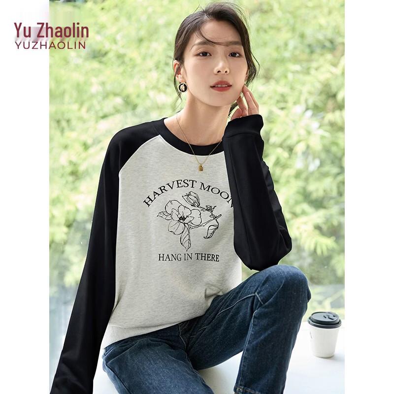 Yuzhaolin Women s Floral Print Round Neck Sweatshirt L