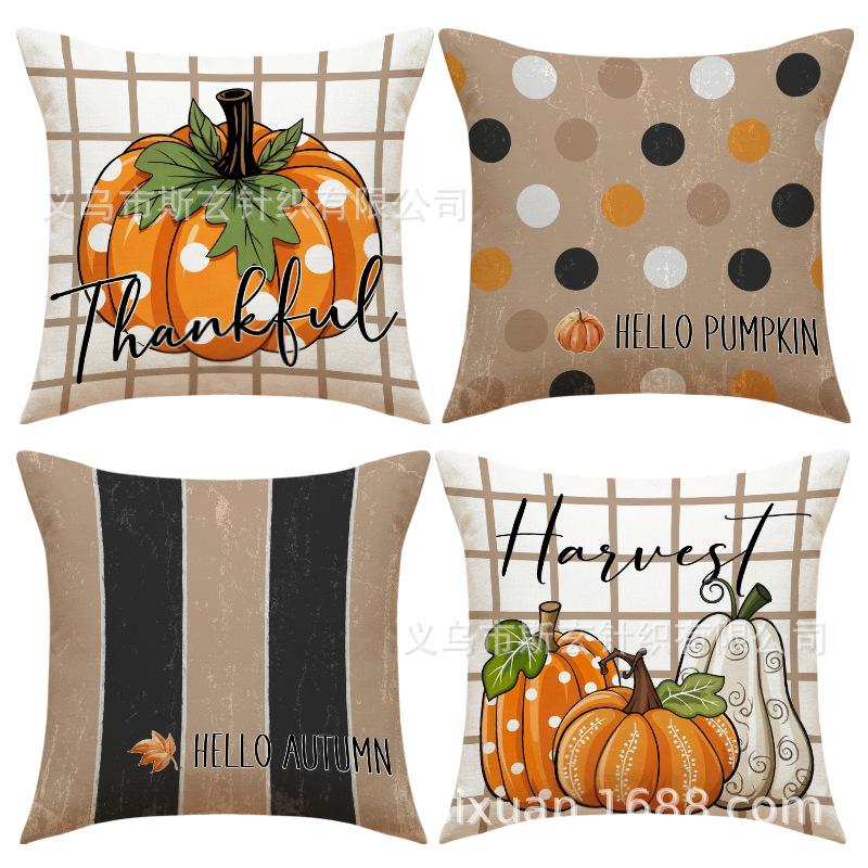 Thanksgiving Pillow Cover Autumn Harvest Home Decor Sofa Pillow Cover Linen Versatile Cushion