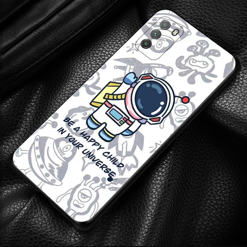 Cute Star Planet Astronaut Case For Xiaomi POCO X3 M3 Pro X3 NFC X3 F3 GT F1 Cover for Mi Civi 11T 10T Pro 9T 11 Note 10 Lite