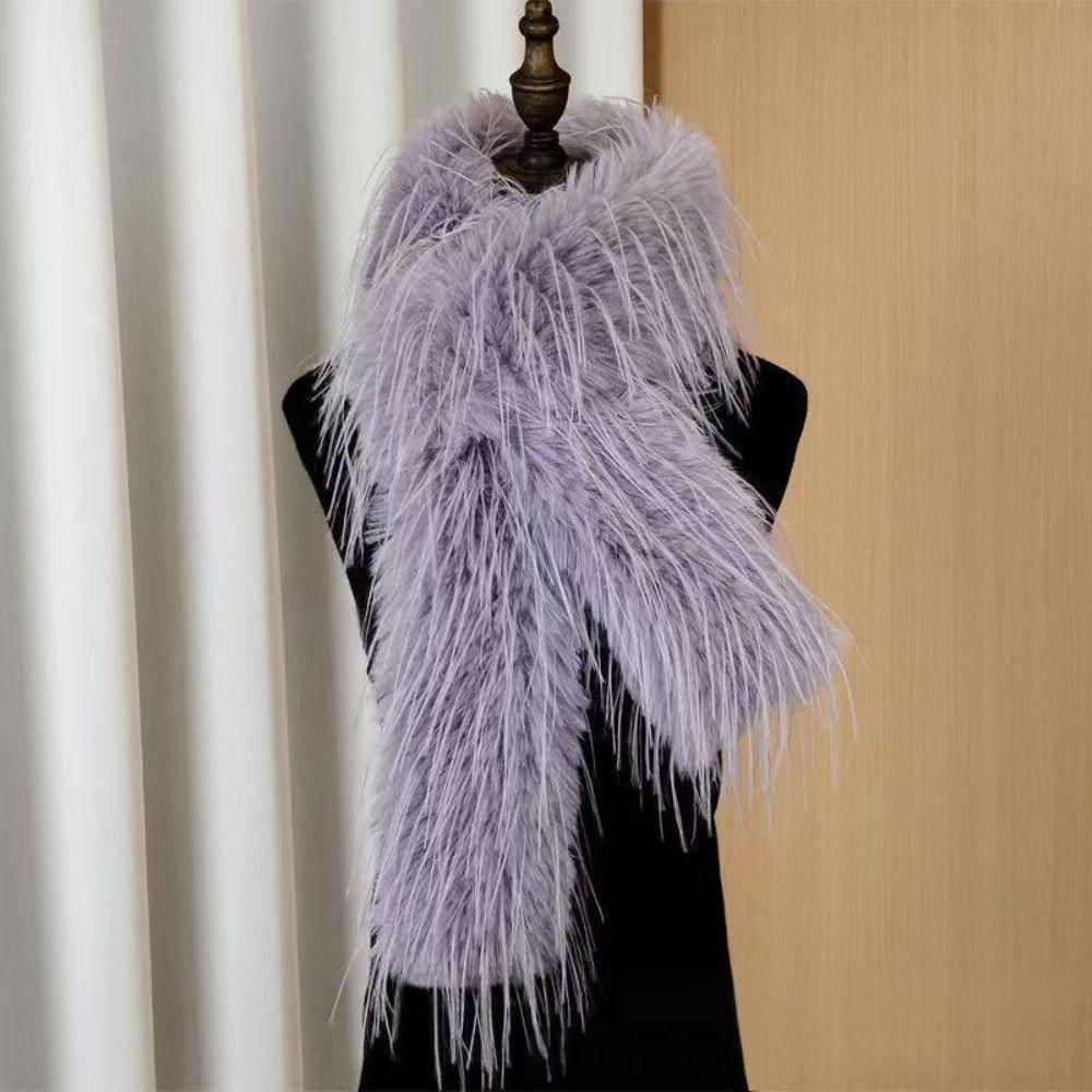 180cm Plush Long Strip Scarf Thick Fluffy Soft Shawl Korean Style Y2K Girl Scarf for Warm
