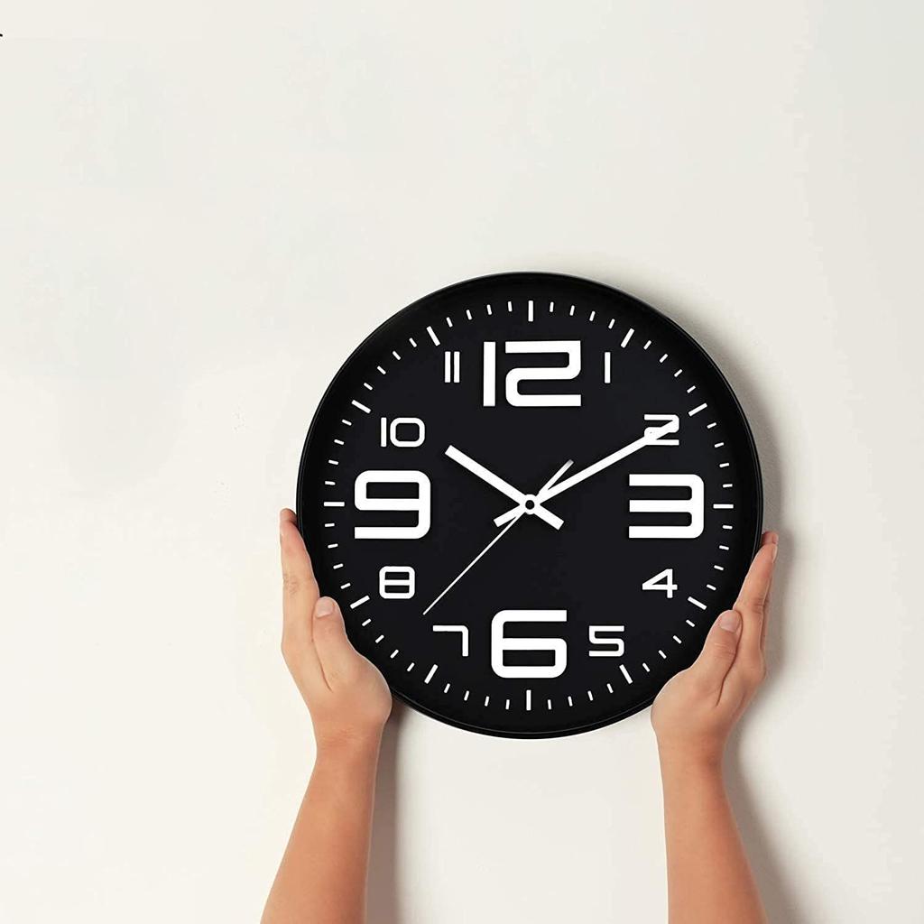 Wall Clock 12" Silent Quartz Decorative Latest Wall Clock Non-Ticking Classic Clock Battery Operated Round Easy To Read
