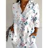 Plus Size Women's Long Sleeve Shirt Floral Print Shirt