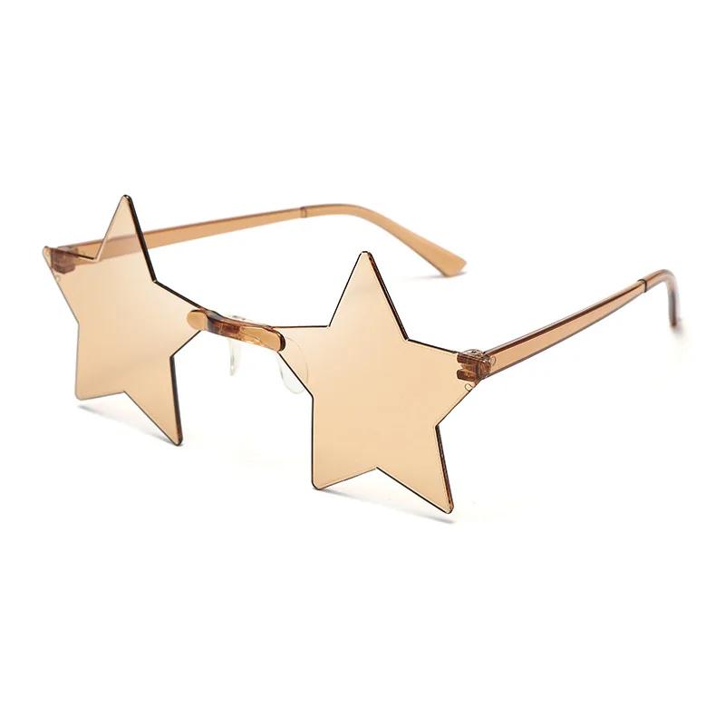 Star Shape Sun Eyeglasses Ultra Light Funny Pentagram Candy Colors Eyewear Decoration Party Rimless Sunglasses UV400 Gafas De Sol