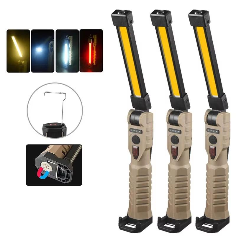 Powerful Fold Flashlight Type-c Rechargeable Lantern Built-in Battery Magnetic LED Work Lights for Camping Garage Emergency Lamp